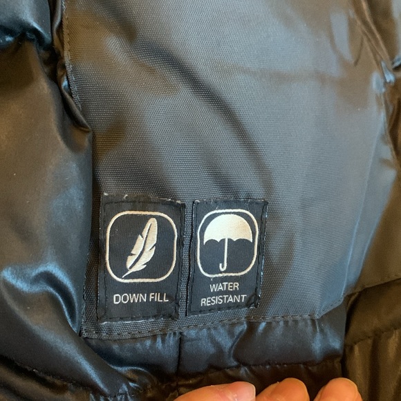 ANDREW MARC BLACK LAYERED PUFFER DOWN STORM WINTER COAT LEATHER TRIM - Picture 7 of 16